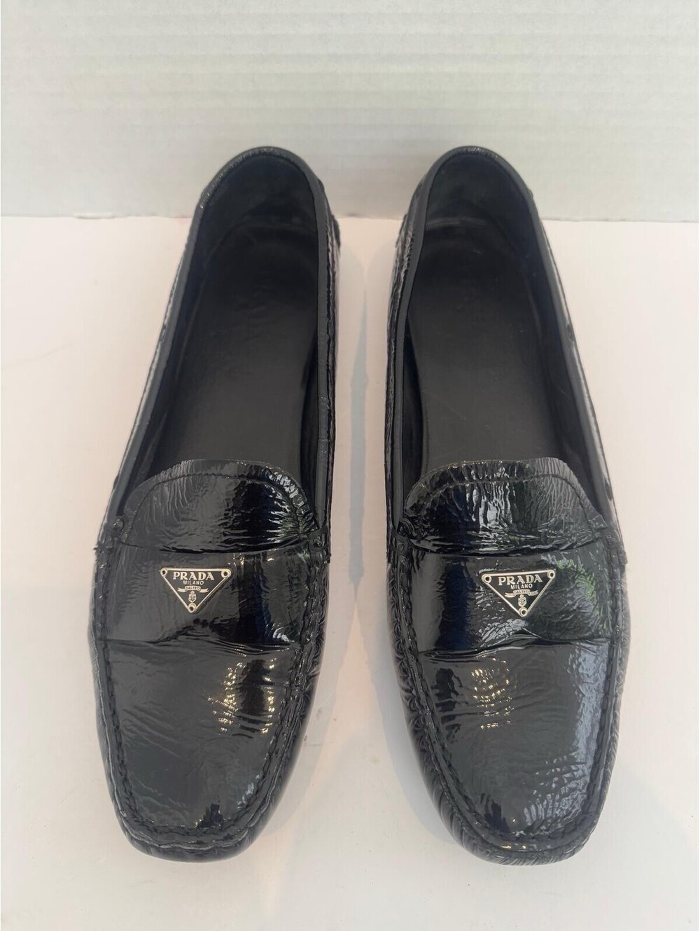 Prada Women’s Black Patent Leather Driving Loafers
